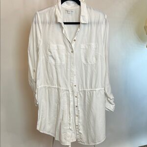 J. Jill Ivory Blouse tunic mini dress loose oversized ivory white